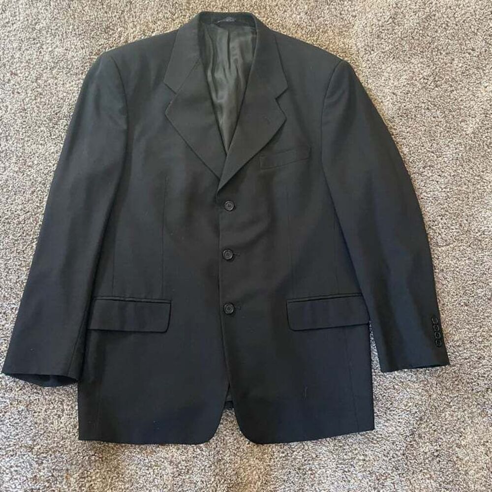 Vito Rufolo Men's Black Wool Suit Jacket Italian Size 43R Career Business